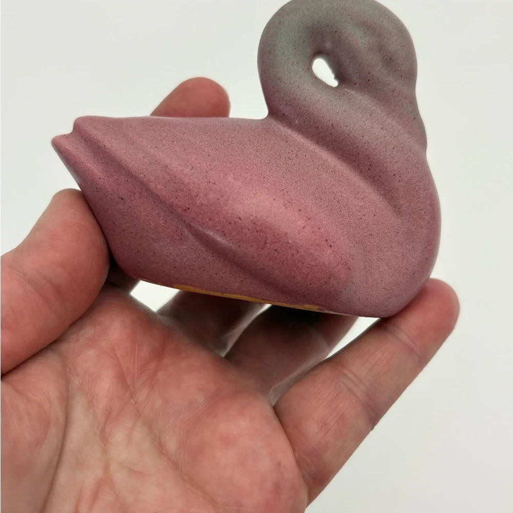 Vintage Pink Ceramic Small Swan Figurine